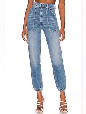 MOTHER Wrapper Patch Springy Ankle High Rise Straight Jeans We The Animals 23